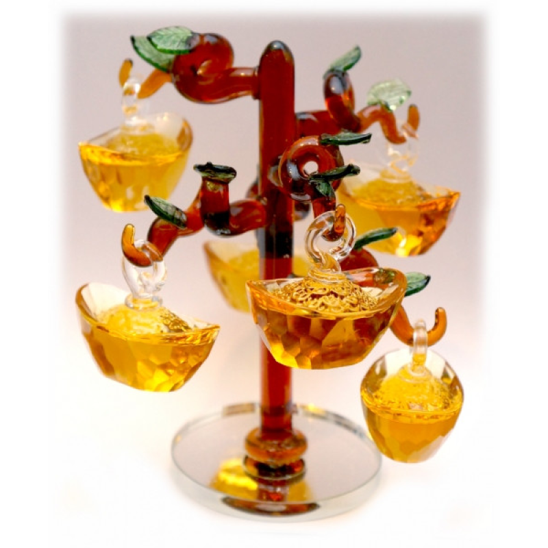 Грошове дерево 6 чаш достатку кольорове скло