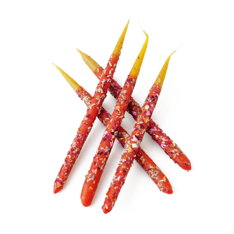 Свічка макана двокольорова З трояндою та лавандою