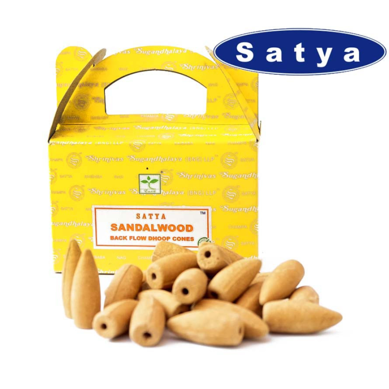 Satya Back Flow cones SANDALWOOD Сандалове дерево 24 конусі Satya Back Flow cones SANDALWOOD Сандалове дерево 24 конусі