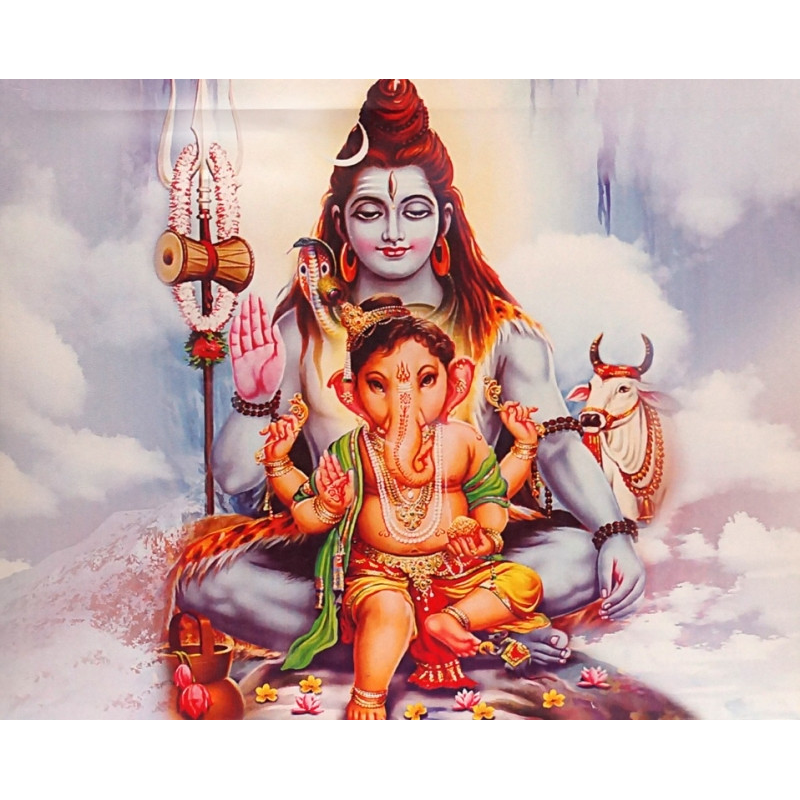 Картина зі світлодіодами Шива з Ганешею №1