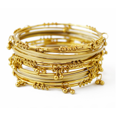 Комплект із 14 браслетів кільце з підвісками жовтий