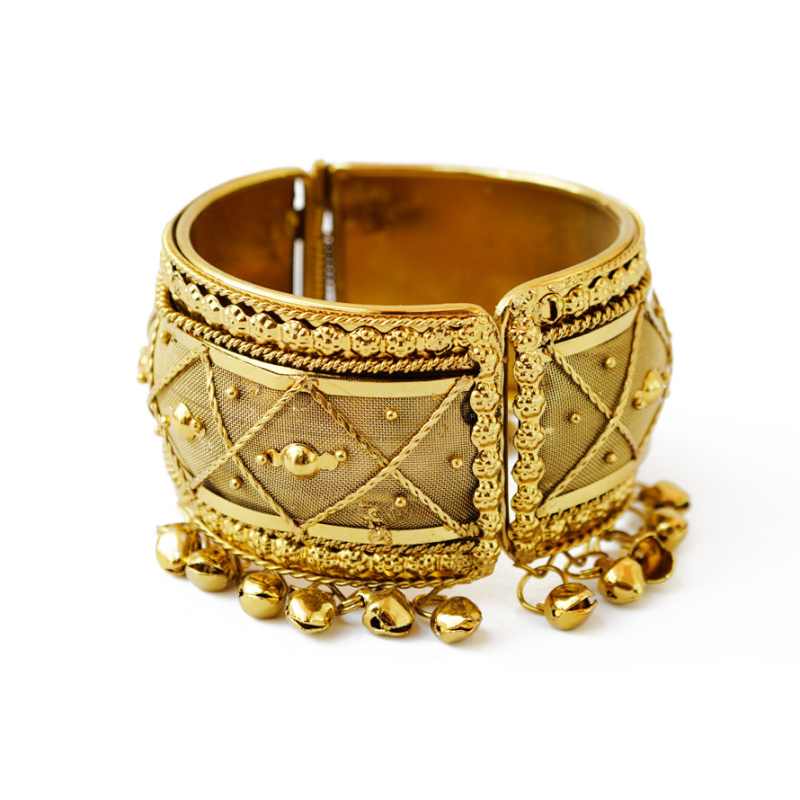 Індійський браслет з бубонцями жовтий метал