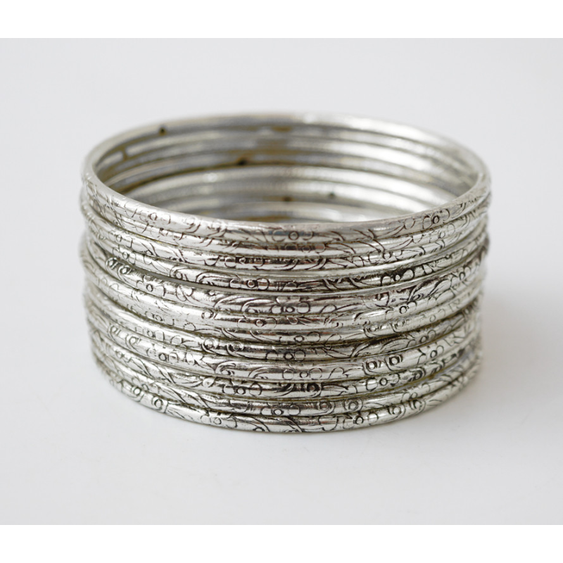 Комплект із 12 браслетів кільце Дуті білий метал