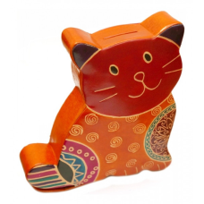 Скарбничка шкіряна Кот Помаранчевий