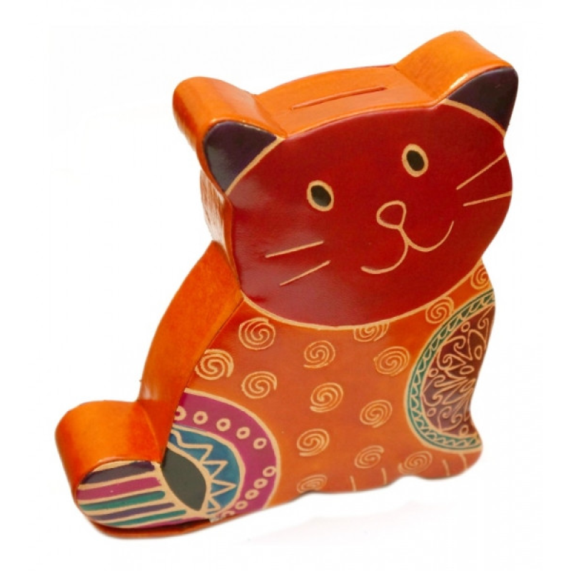 Скарбничка шкіряна Кот Помаранчевий