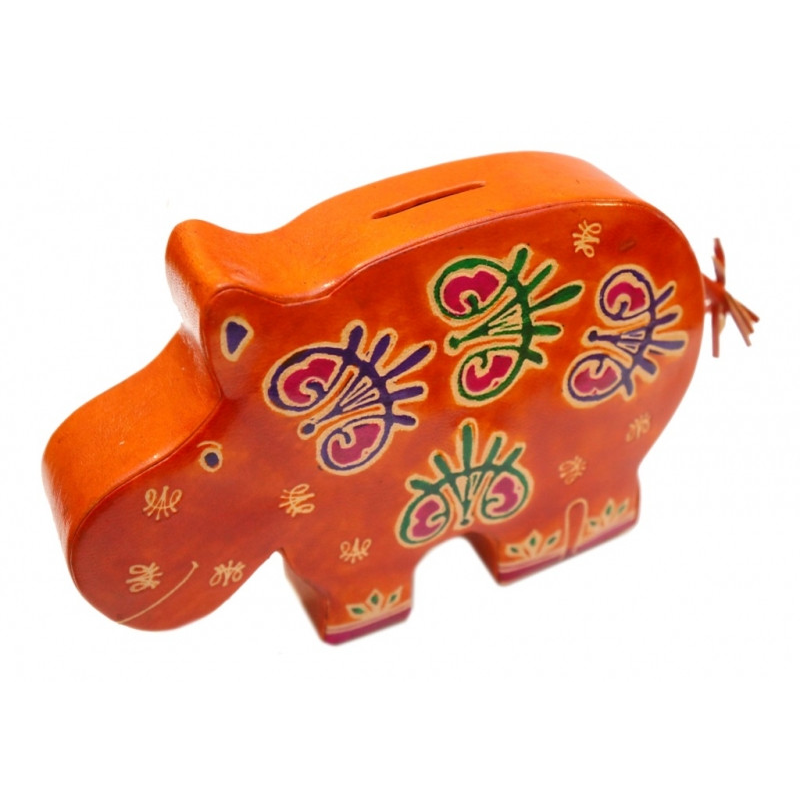 Скарбничка шкіряна Бегемот Помаранчевий