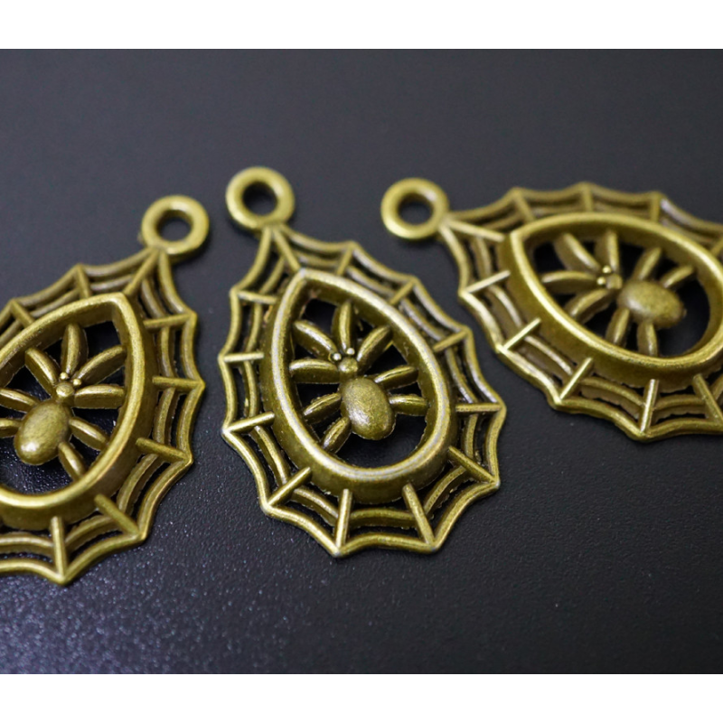 Амулет у гаманець Павутина з павуком під бронзу 10 штук