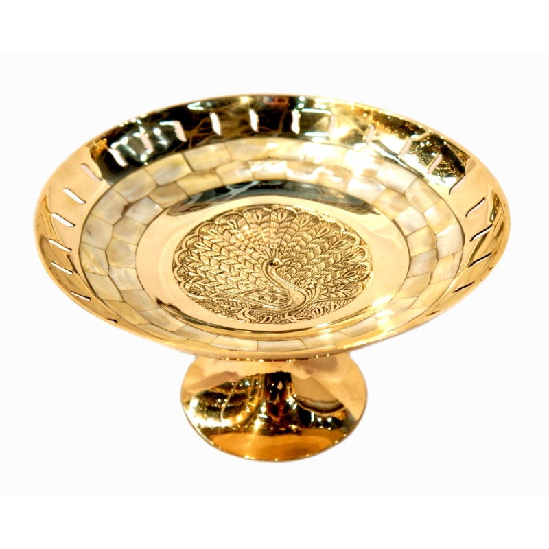 Цукерниця 1 ярус Shell жовтий метал Арт.9721