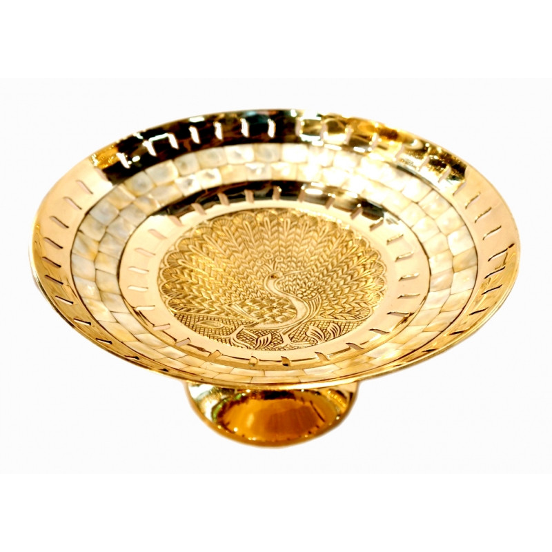 Цукерниця 1 ярус Shell жовтий метал Арт.9720