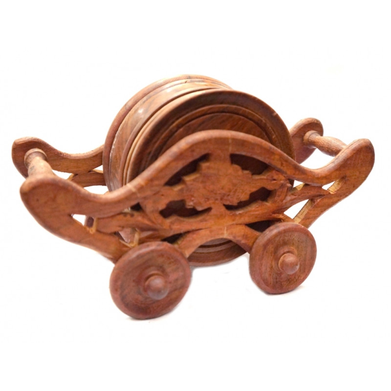 Набір 6 підставок під гаряче з червоного дерева Візок