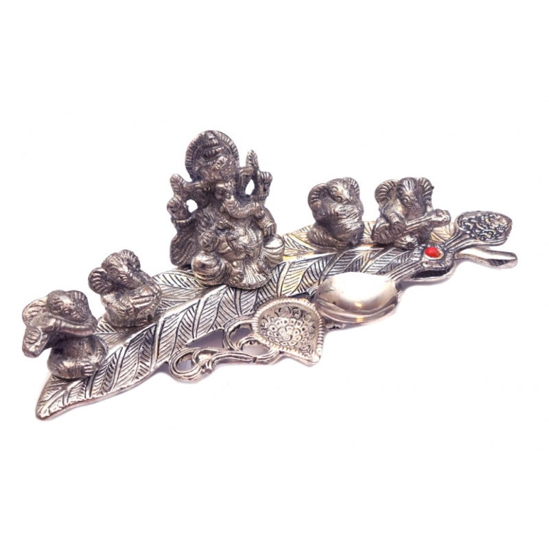 Фігура вівтарна Ганеш Пуджа (5 Ганешів) силумін