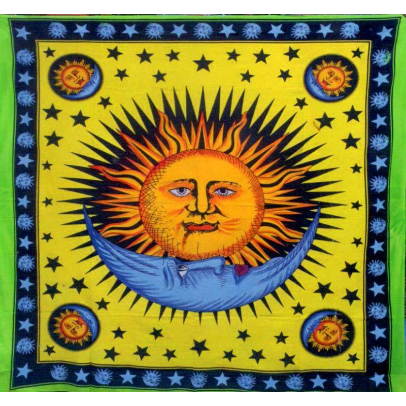 Покривало двоспальне Сонце Місяць кольорове