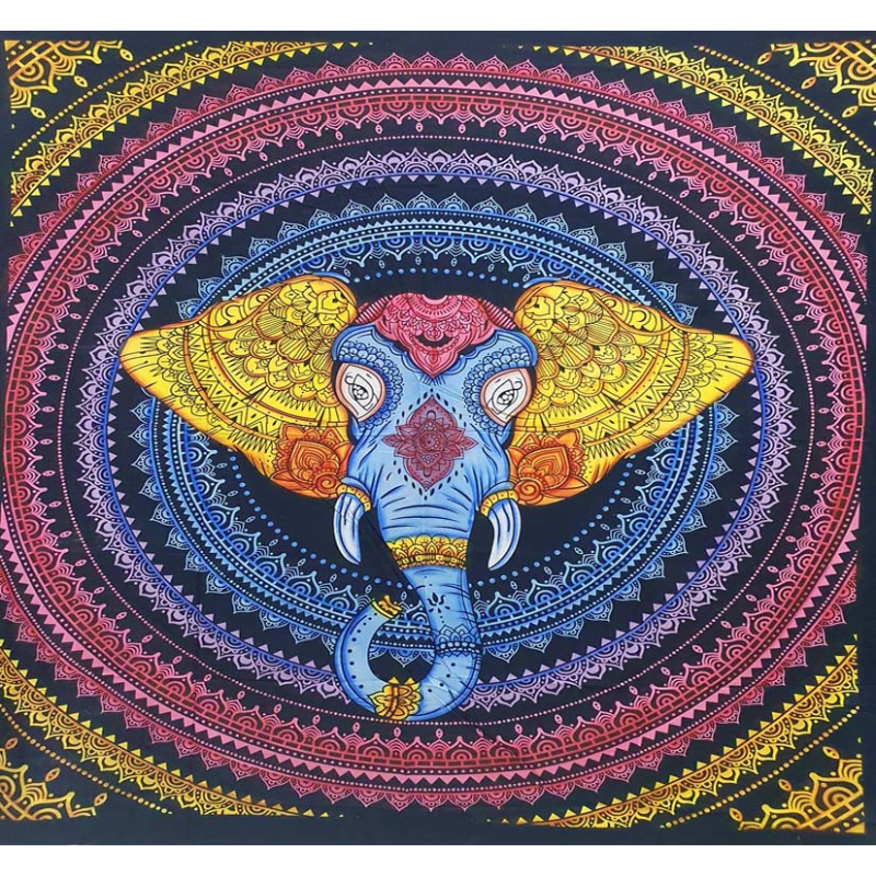 Покривало двоспальне Голова слона кольорове Покривало двоспальне Голова слона кольорове