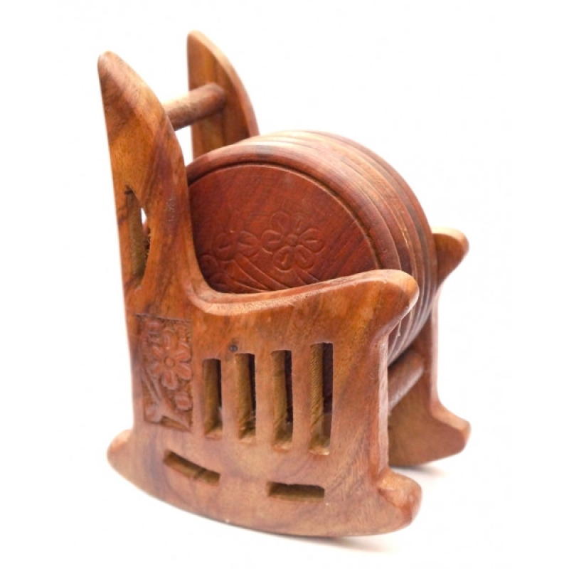 Набір 6 підставок під гаряче з червоного дерева Крісло