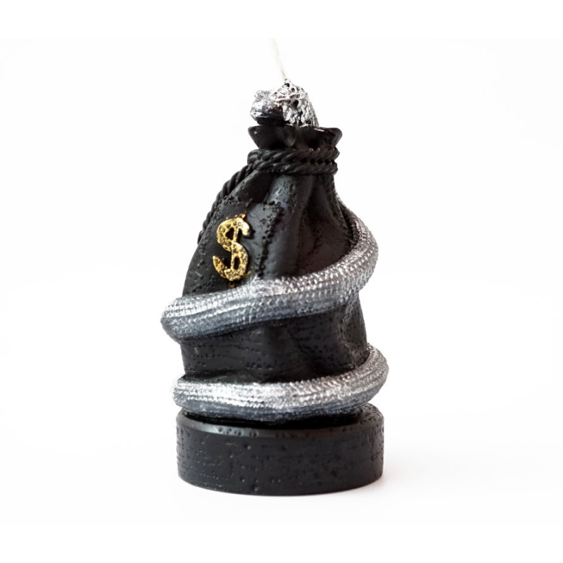 Свічка змія на грошовому мішку Чорна Свічка змія на грошовому мішку Чорна
