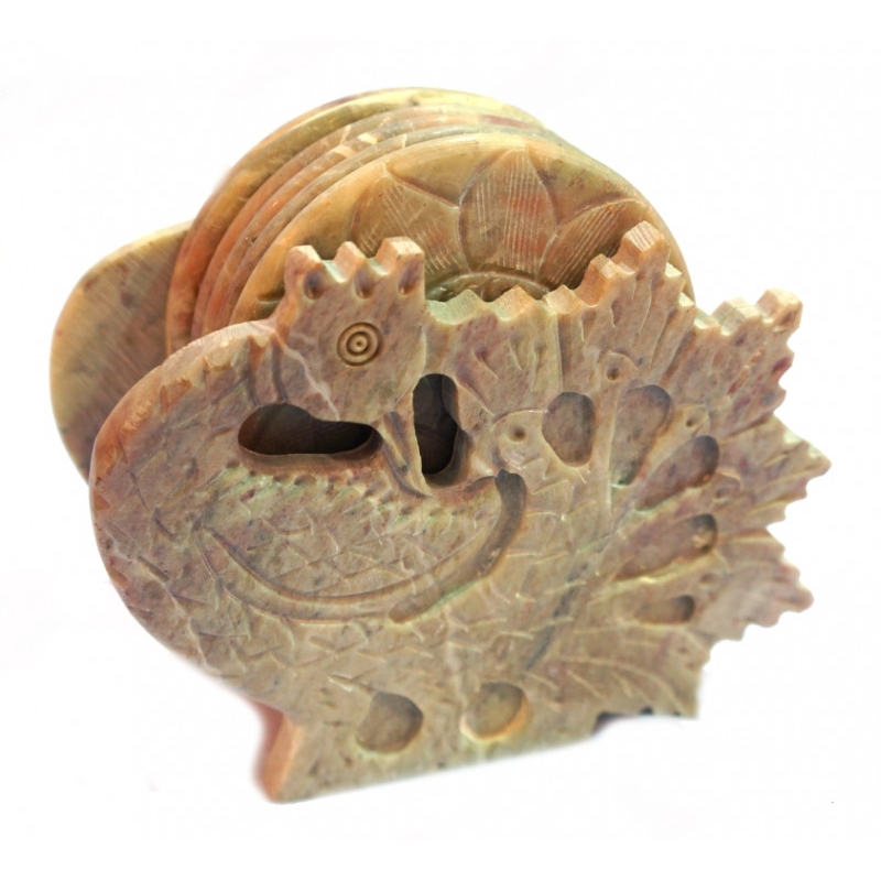 Набір 6 кам“яних підставок під гаряче Павич