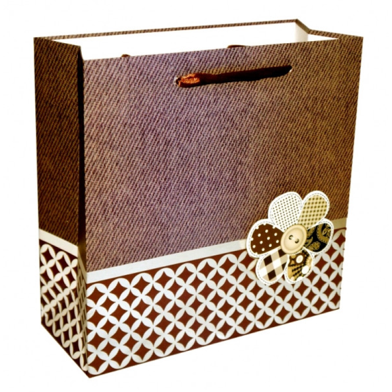 Пакет подарунковий Джинс Темно-коричневий