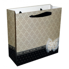 Пакет подарунковий Бантік Чорний + бежевий