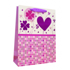 Пакет картонний подарунковий Бузковий з серцем
