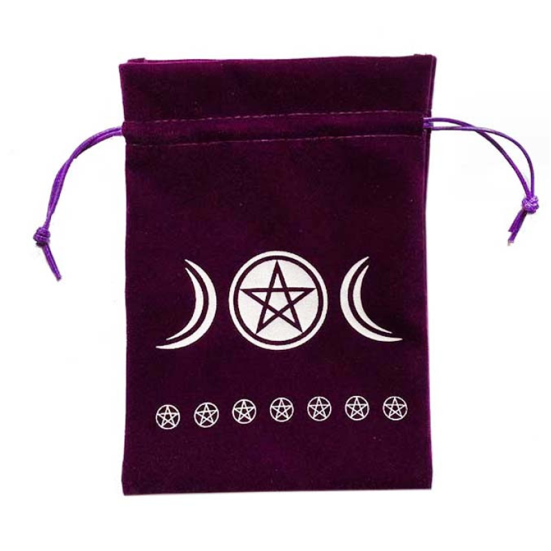 Мішечок для карт Таро “Фази Місяця“ бордовий
