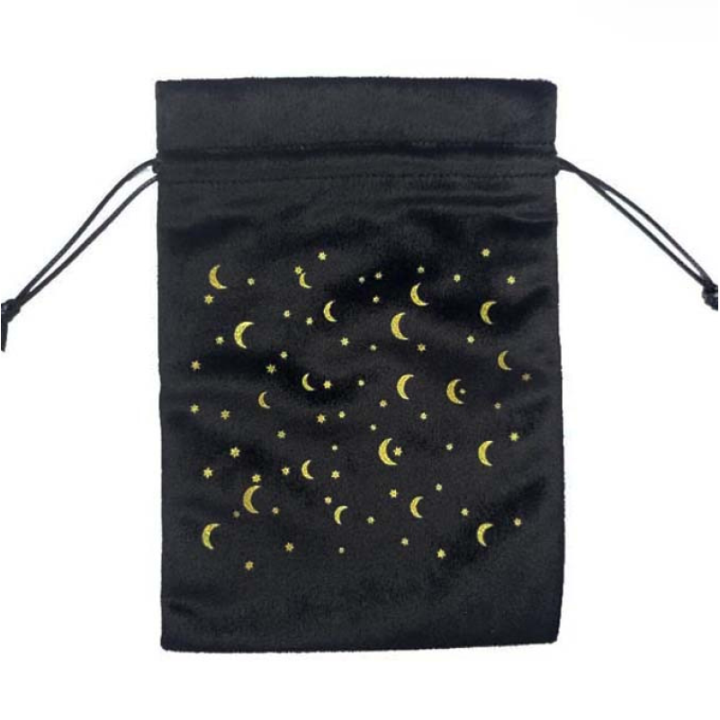 Мішечок для карт Таро “Місяць і зірки“ чорний