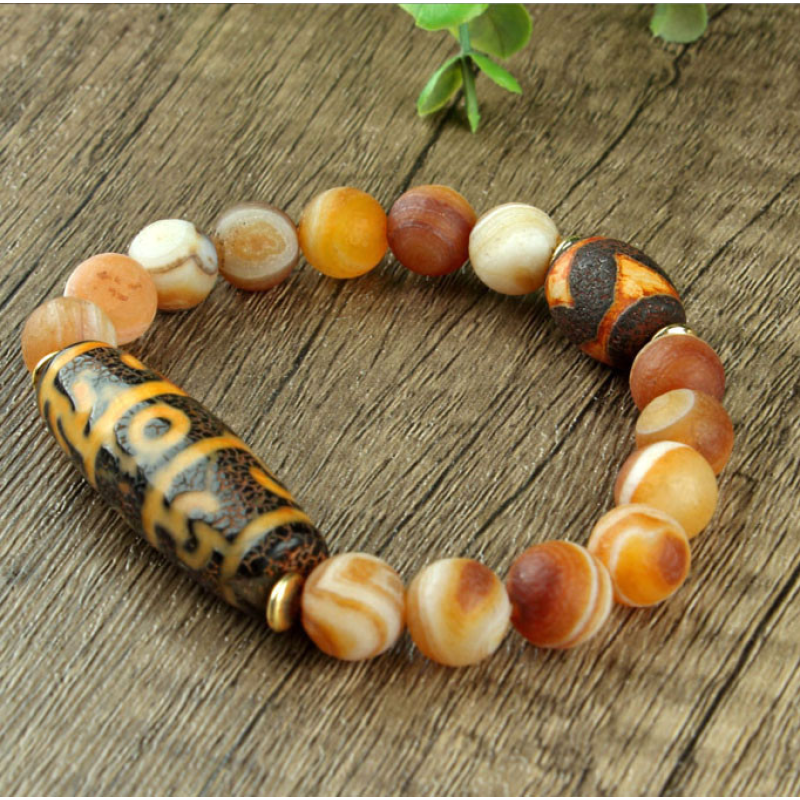 Браслет ДЗІ жовта 3 ока жовті намистини