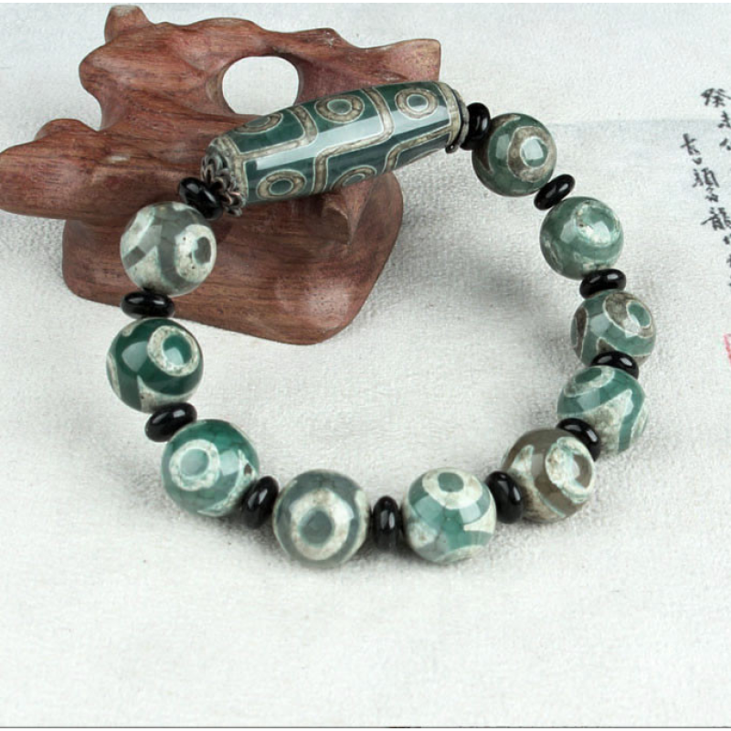 Браслет Зелена ДЗІ 9 очей і десять на 3 оку