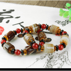 Браслет Коричневий агат п“ять бочонок