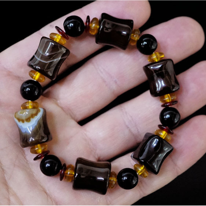 Браслет Коричневий агат Кісточки Браслет Коричневий агат Кісточки