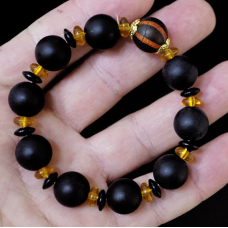 Браслет Матовий чорний обсидіан