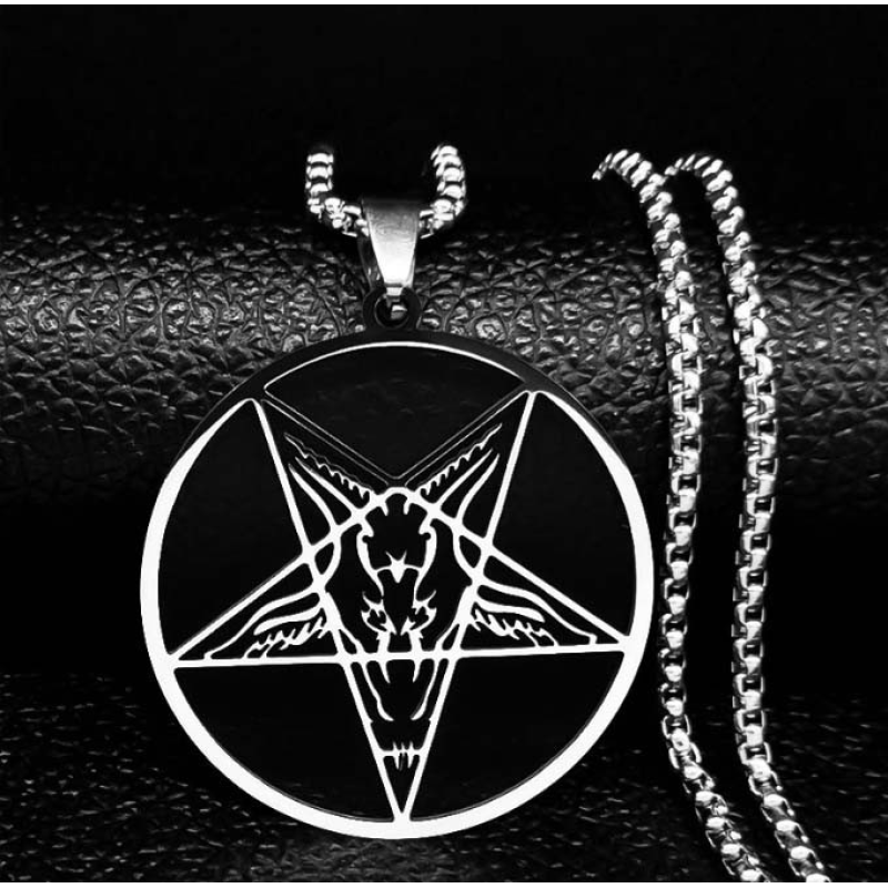 Пентакль білий метал з ланцюжком 60см.