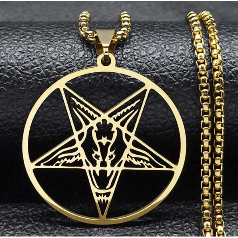Пентакль жовтий метал з ланцюжком 60см.