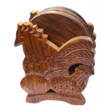 Набір 6 підставок під гаряче з червоного дерева Півень