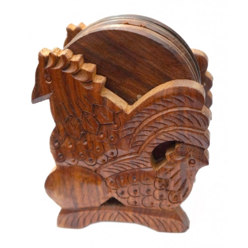 Набір 6 підставок під гаряче з червоного дерева Півень