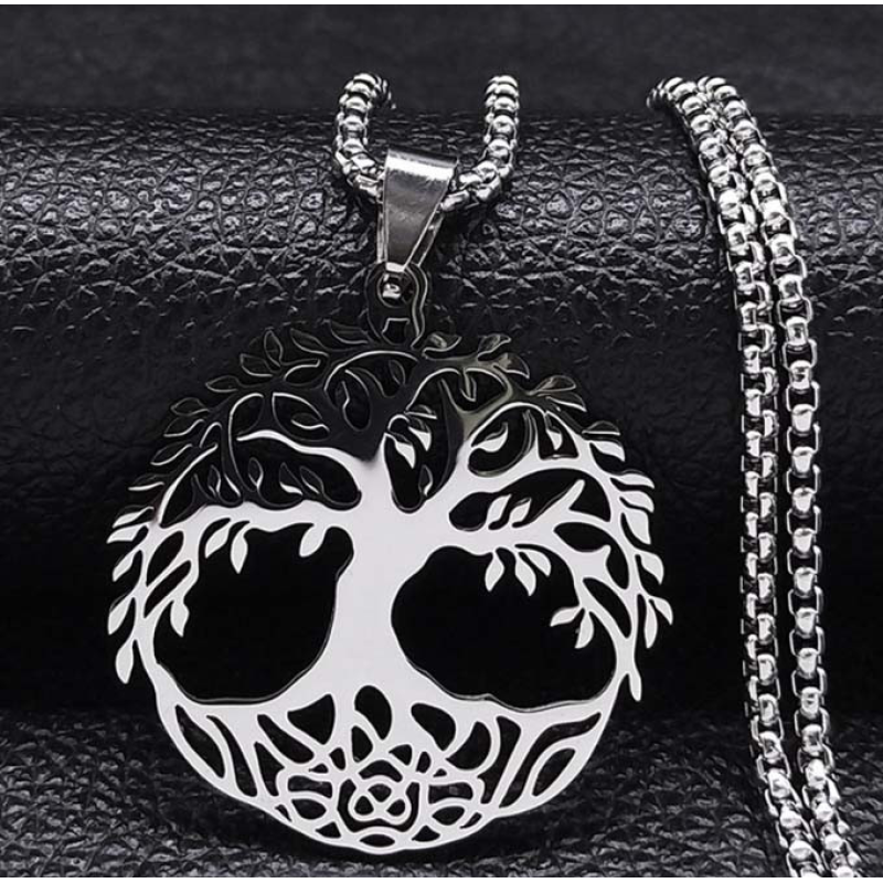 Древо Життя білий метал з ланцюжком