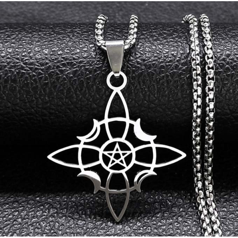 Фази місяця білий метал з ланцюжком 60см.