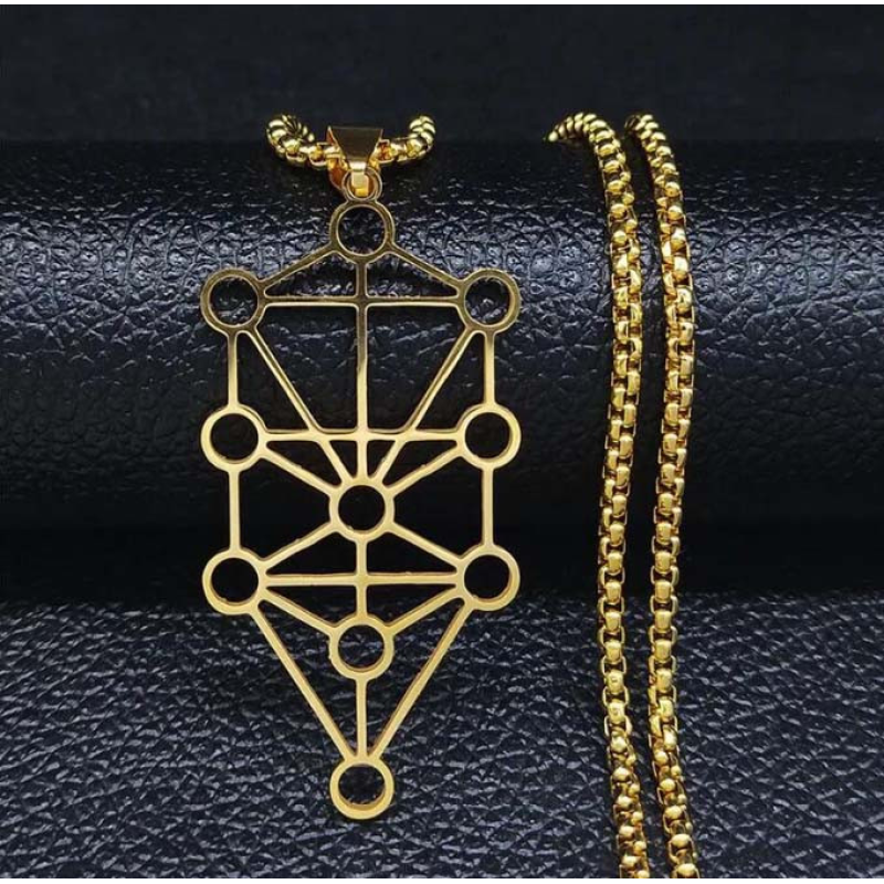 Дерево Сефірот жовтий метал з ланцюжком 60см.