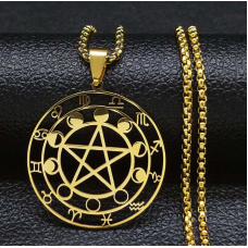 Фази місяця в зодіаку жовтий метал з ланцюжком 60см.