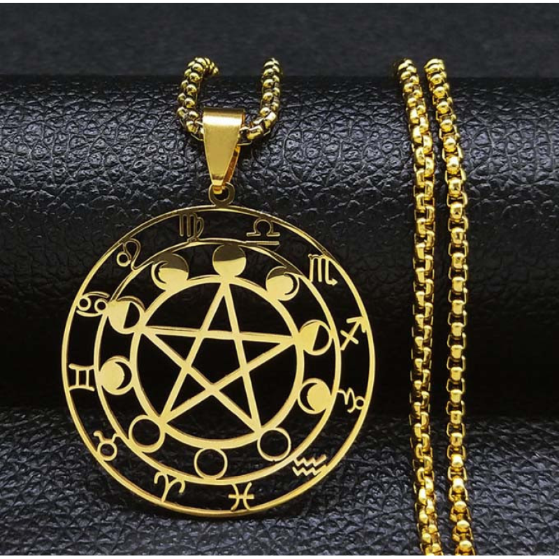 Фази місяця в зодіаку жовтий метал з ланцюжком 60см. Фази місяця в зодіаку жовтий метал з ланцюжком 60см.