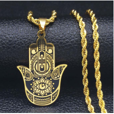 Хамса жовтий метал з ланцюжком 60см.