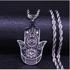 Хамса білий метал з ланцюжком 60см.