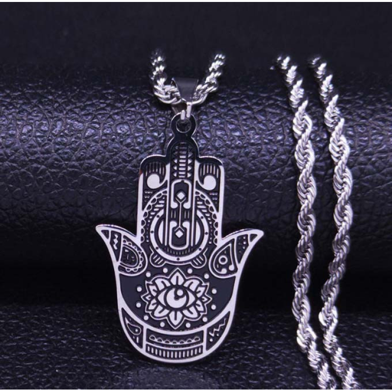 Хамса білий метал з ланцюжком 60см.