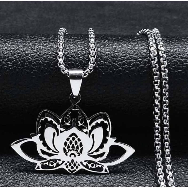 Лотос білий метал з ланцюжком 60см.