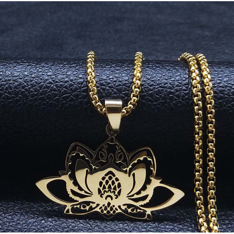 Лотос жовтий метал з ланцюжком 60см.