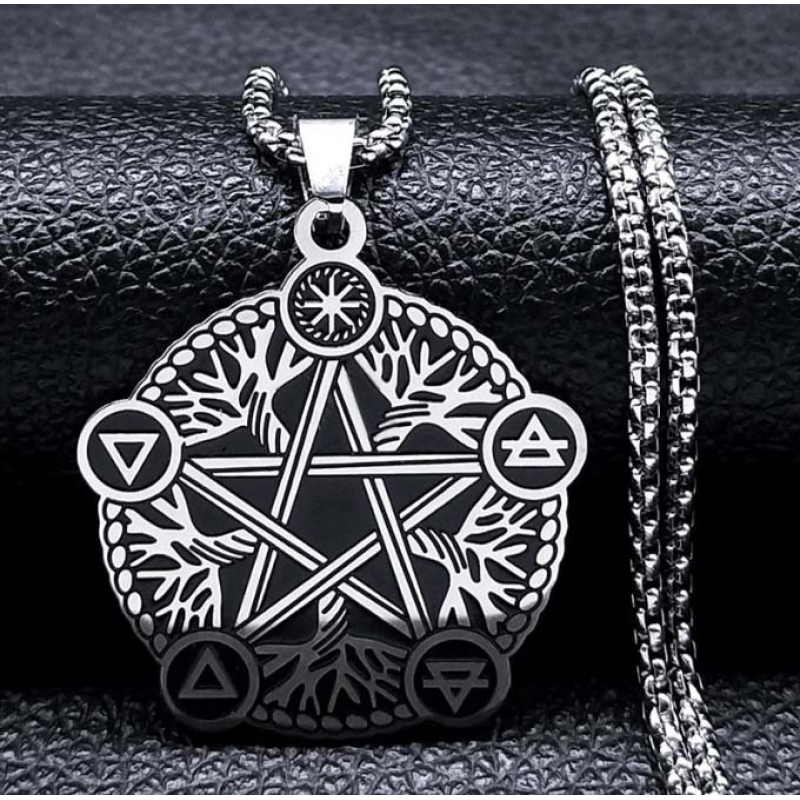 П“ять елементів білий метал з ланцюжком 60см.