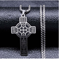 Кельтський хрест білий метал з ланцюжком 60см.