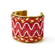 Браслет Скоба Біссер + Шкіра №14