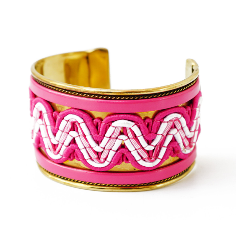 Браслет Скоба Біссер + Шкіра №3