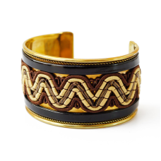 Браслет Скоба Біссер + Шкіра №4