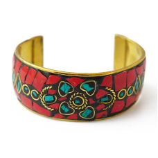 Браслет скоба Мозайка з камінням №3